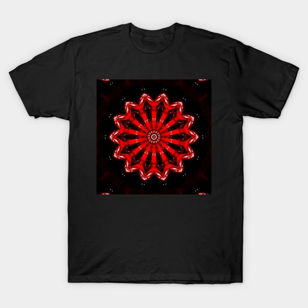 Ominous Red Kaleidoscope pattern (Seamless) 17 T-Shirt by Swabcraft